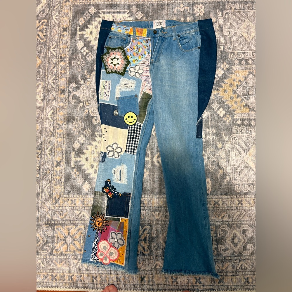 BDG Multicolor Patchwork Flare Jeans